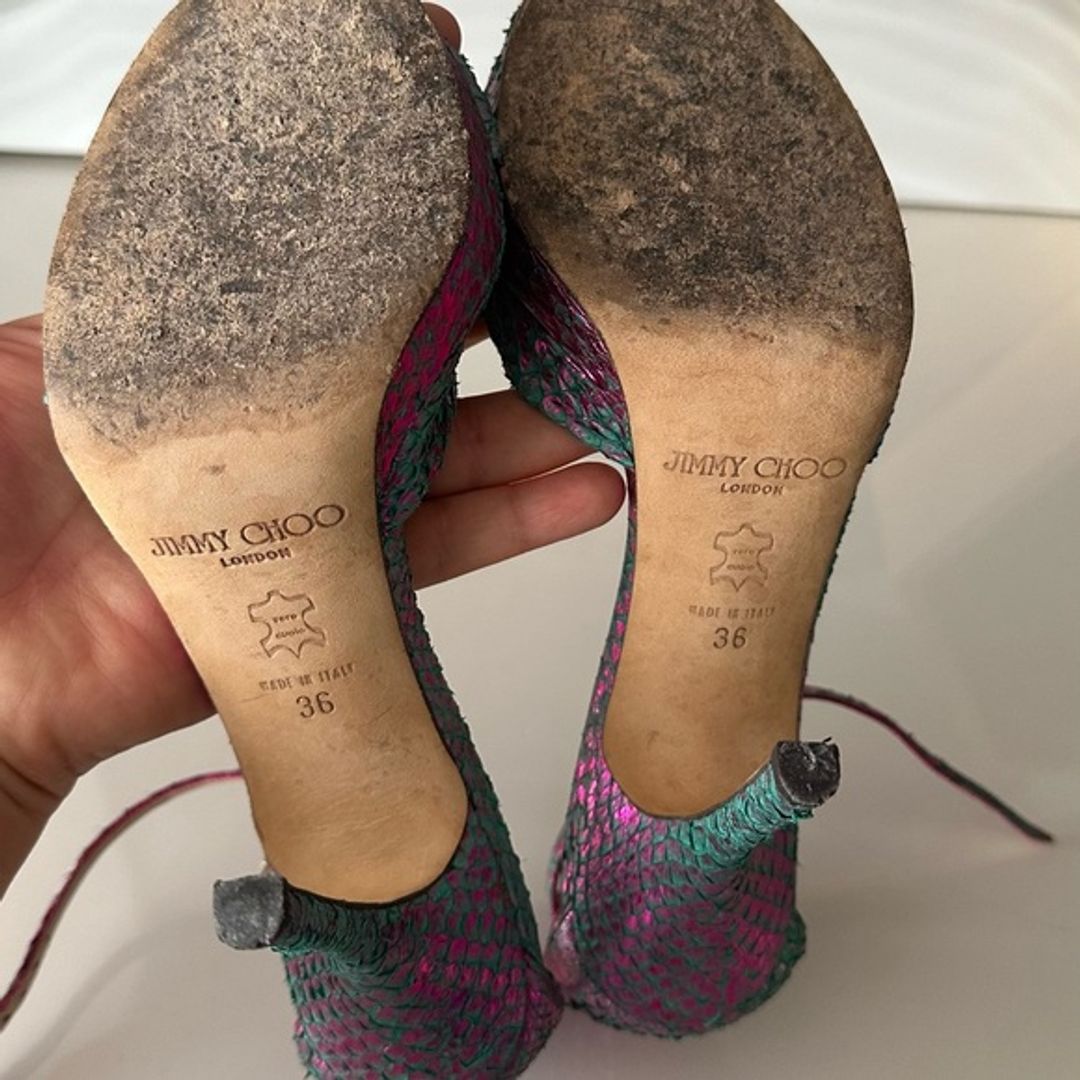 Jimmy Choo Pink and Green Iridescent Heels
