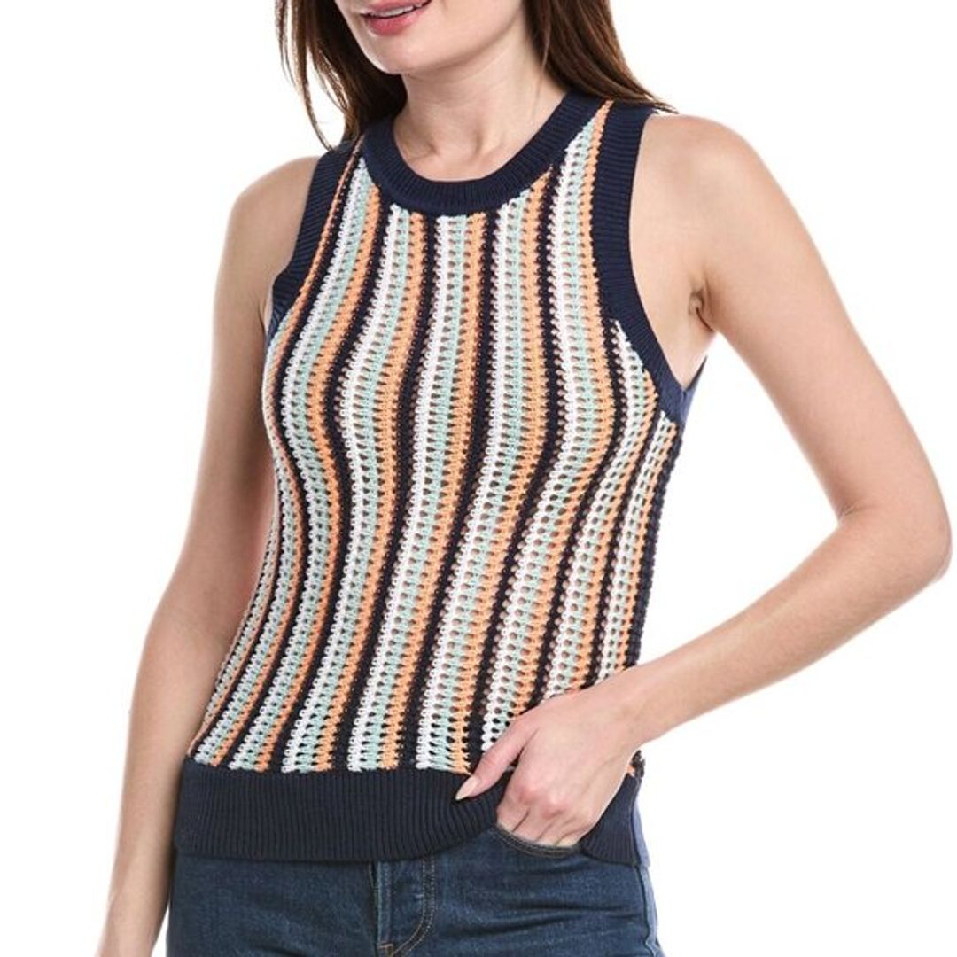 525 America Striped Tank Crochet Sweater