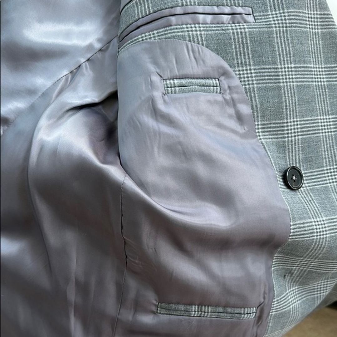 HommeGirls Checked Double-Breasted Gray Blazer