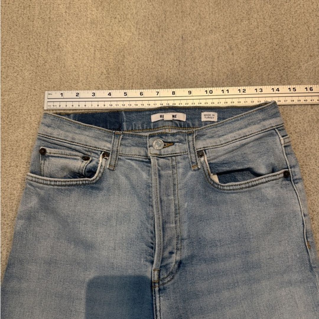 Re/Done Light Blue Straight Jeans with Contrast Stitching