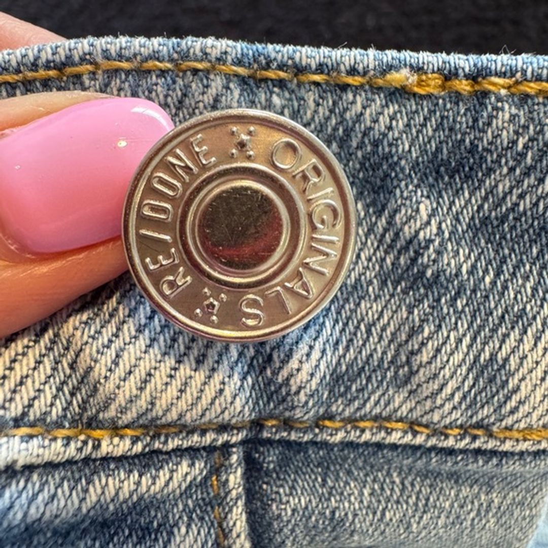 Re/Done Light Blue Straight Jeans with Contrast Stitching