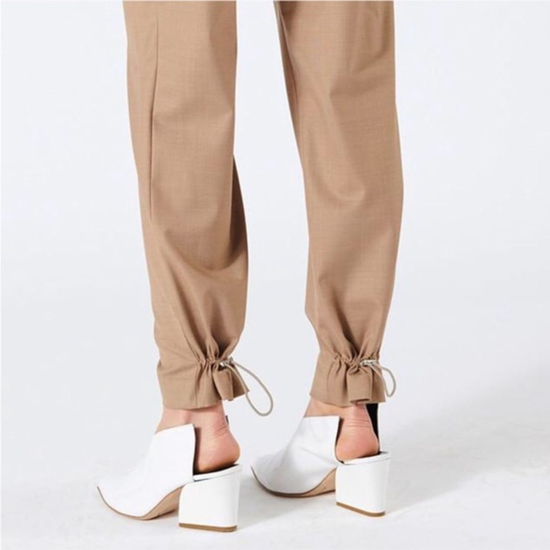 Tibi Buff Tan Tropical Wool Pull On Pant
