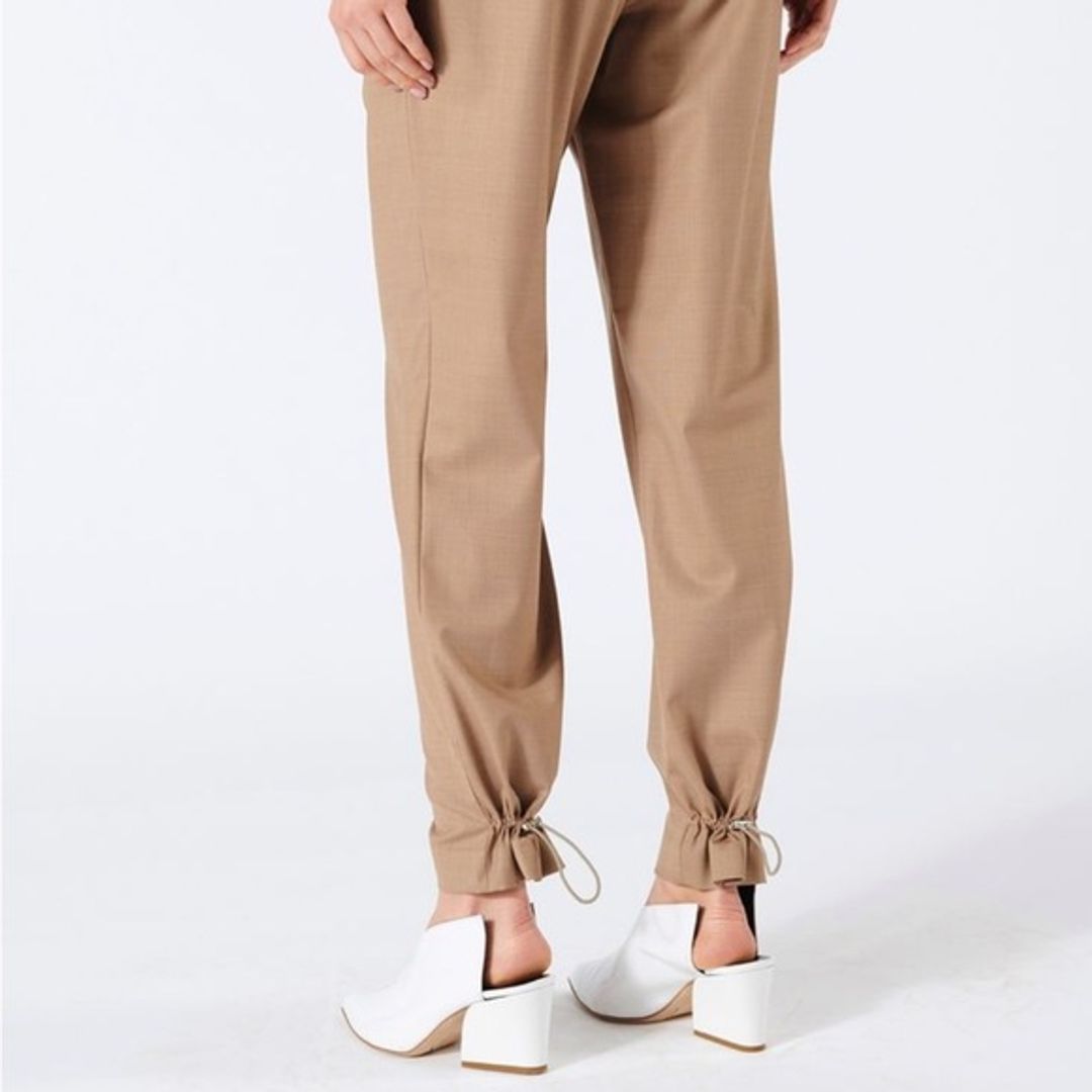 Tibi Buff Tan Tropical Wool Pull On Pant