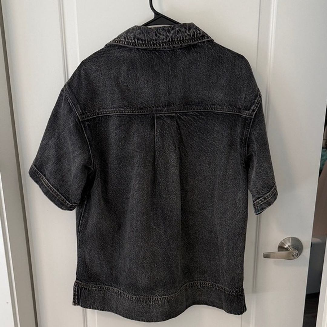 NWT Dissh Mason Washed Black Boxy Denim Shirt in Black