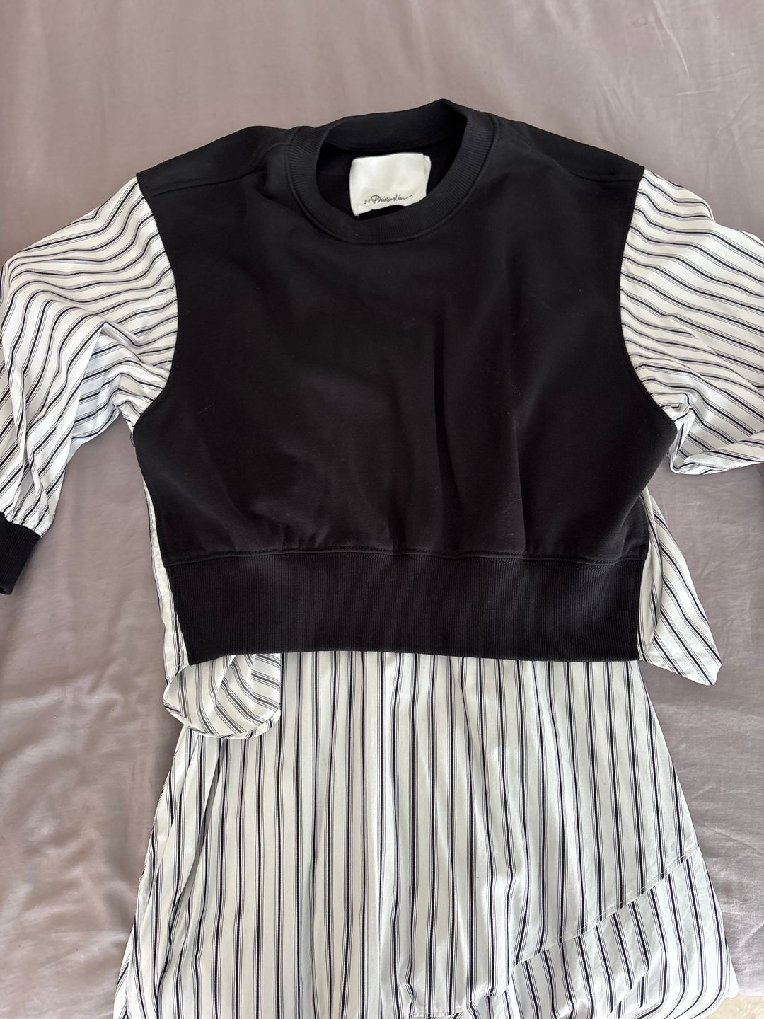 3.1 Phillip Lim Striped Sweatshirt Combo Midi-Dress