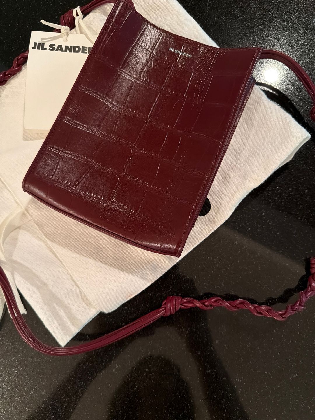 Leather Tangle Textured Crossbody Handbag