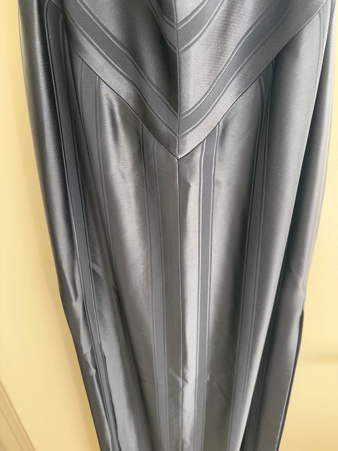 Galvan Prism-stripe satin maxi dress