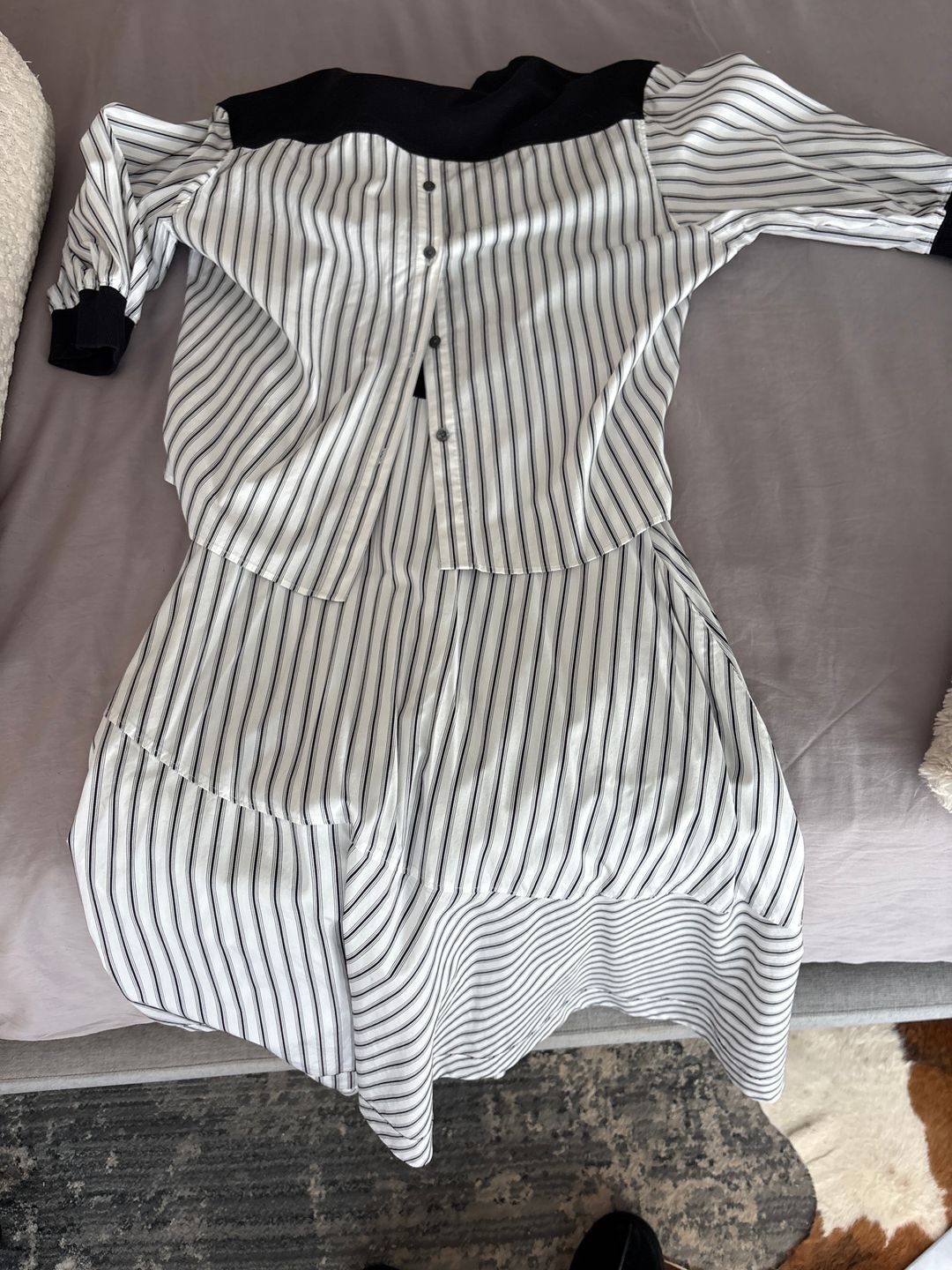 3.1 Phillip Lim Striped Sweatshirt Combo Midi-Dress