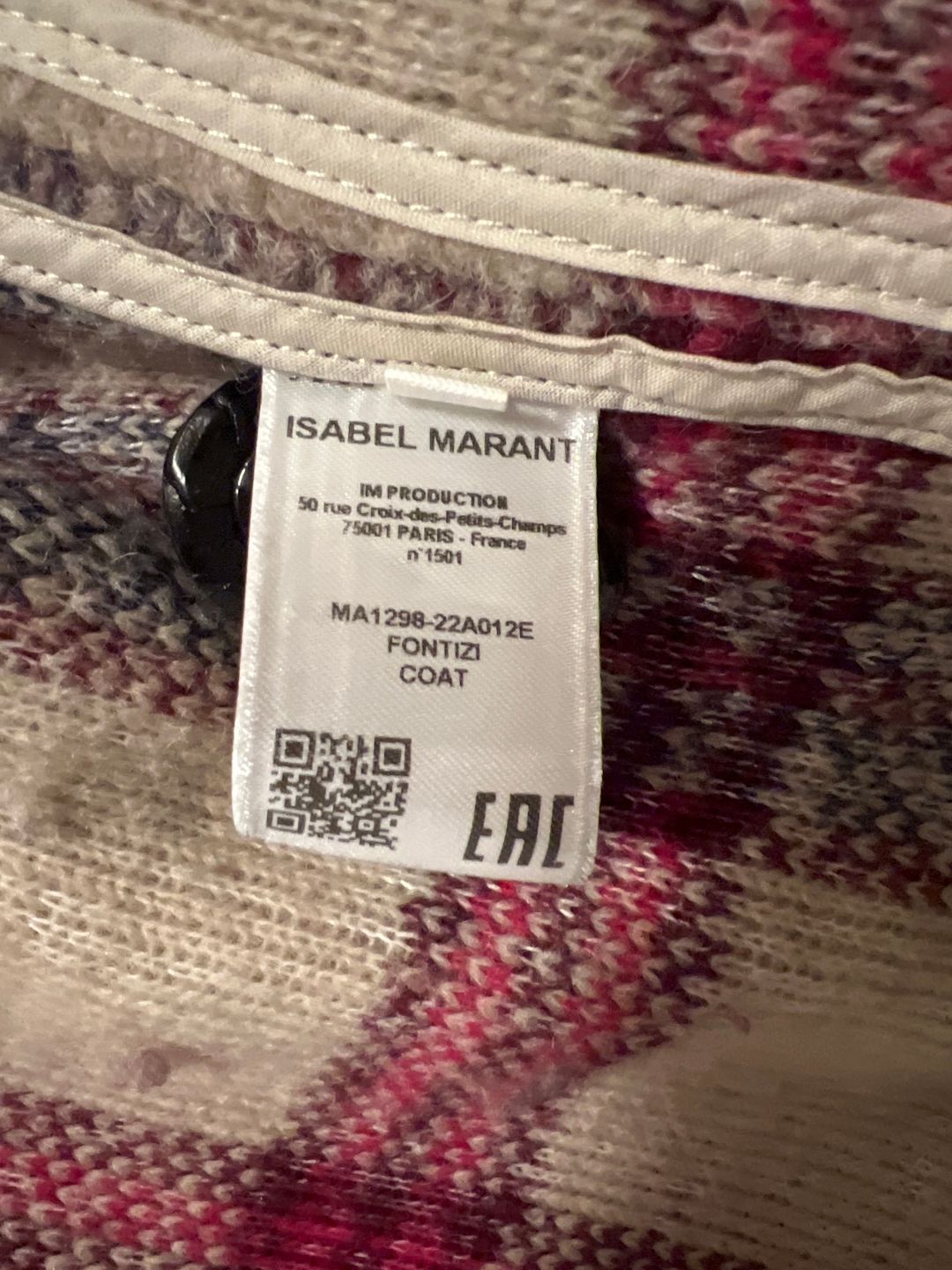 Isabel Marant Etoile Fontizi Check Coat in Burgundy & Ecru