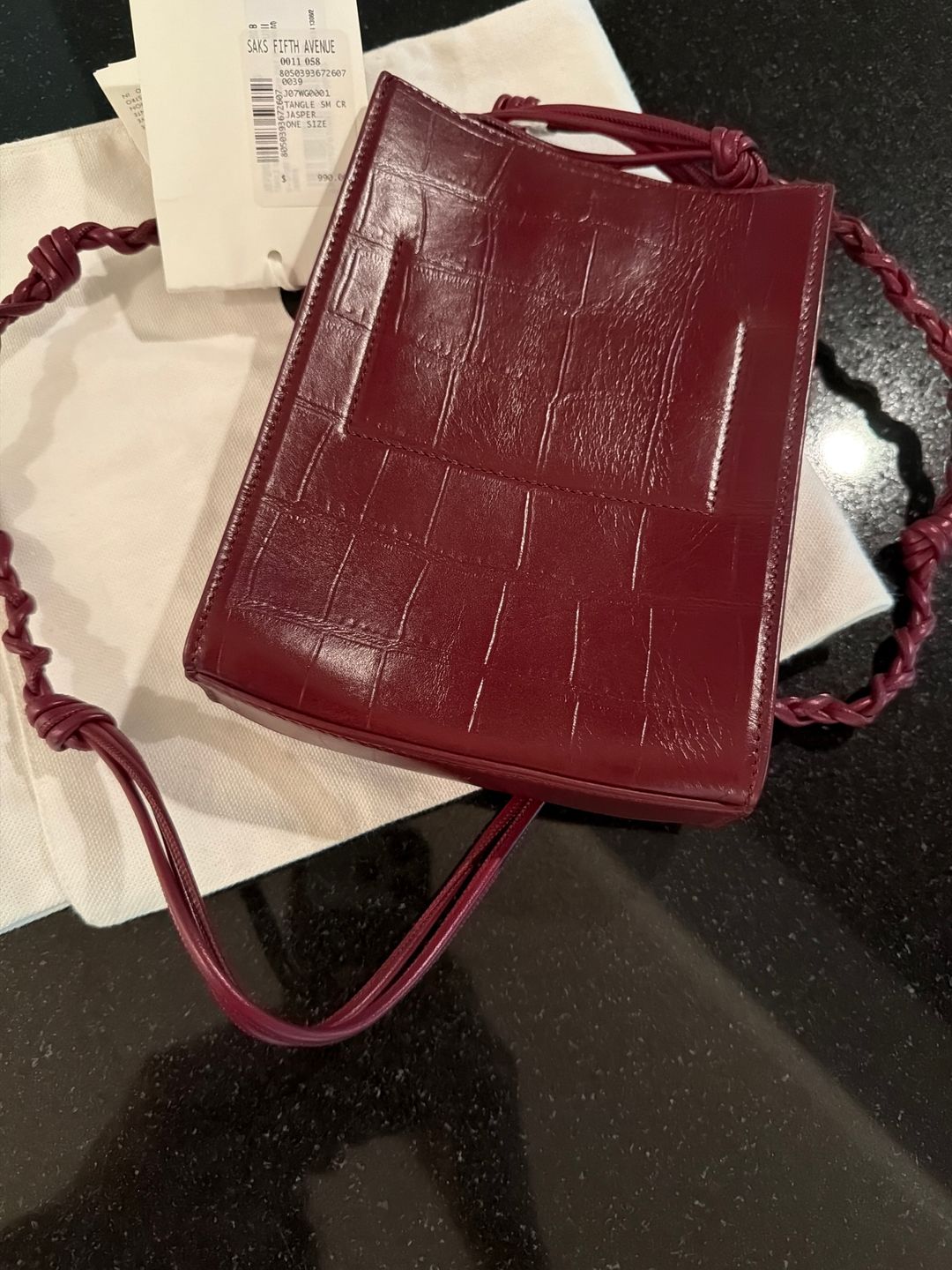 Leather Tangle Textured Crossbody Handbag