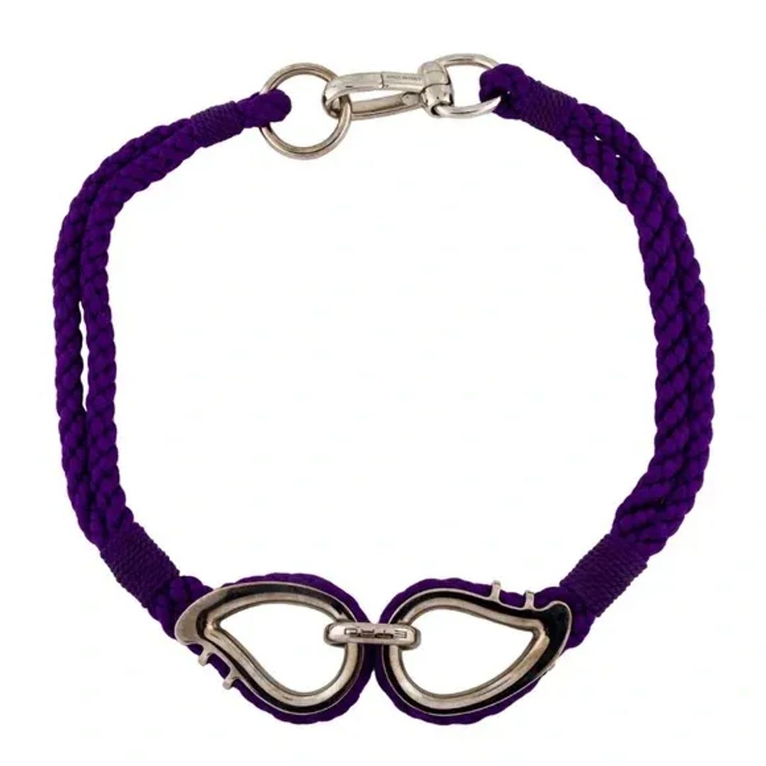 ETRO purple braided and silver-toned metal buckle waist belt size Medium