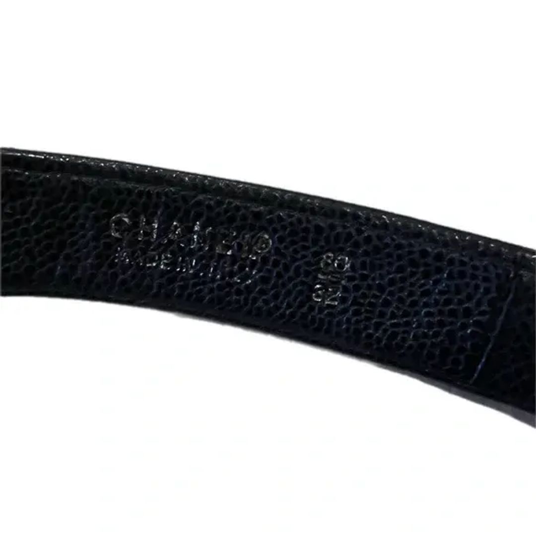 Chanel 1990s Vintage Black Textured Leather Belt