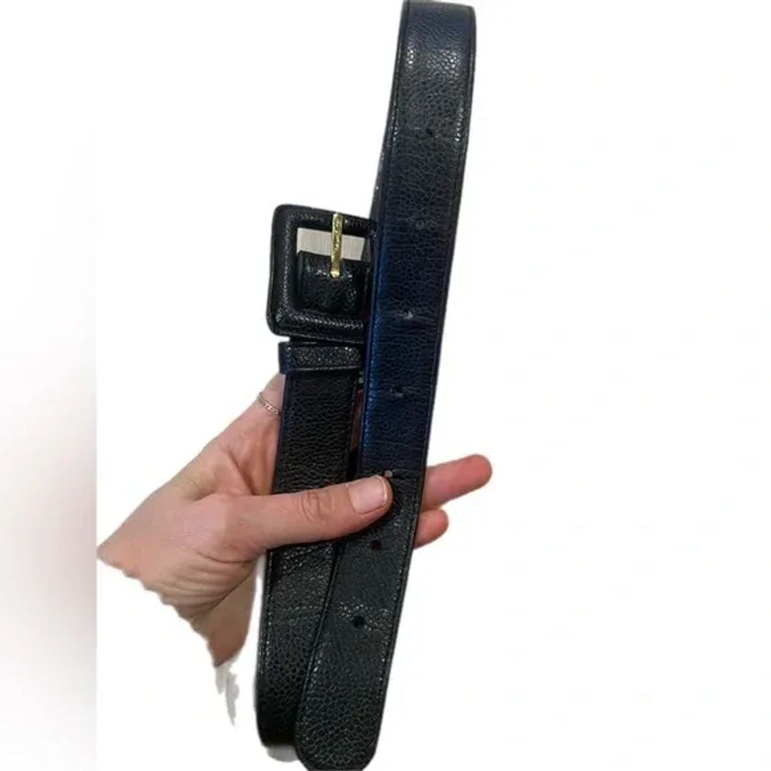 Chanel 1990s Vintage Black Textured Leather Belt