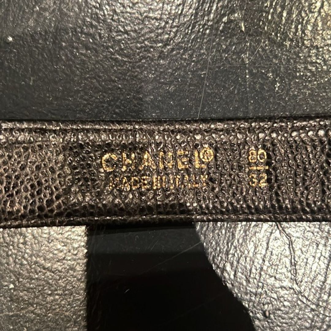 Chanel 1990s Vintage Black Textured Leather Belt