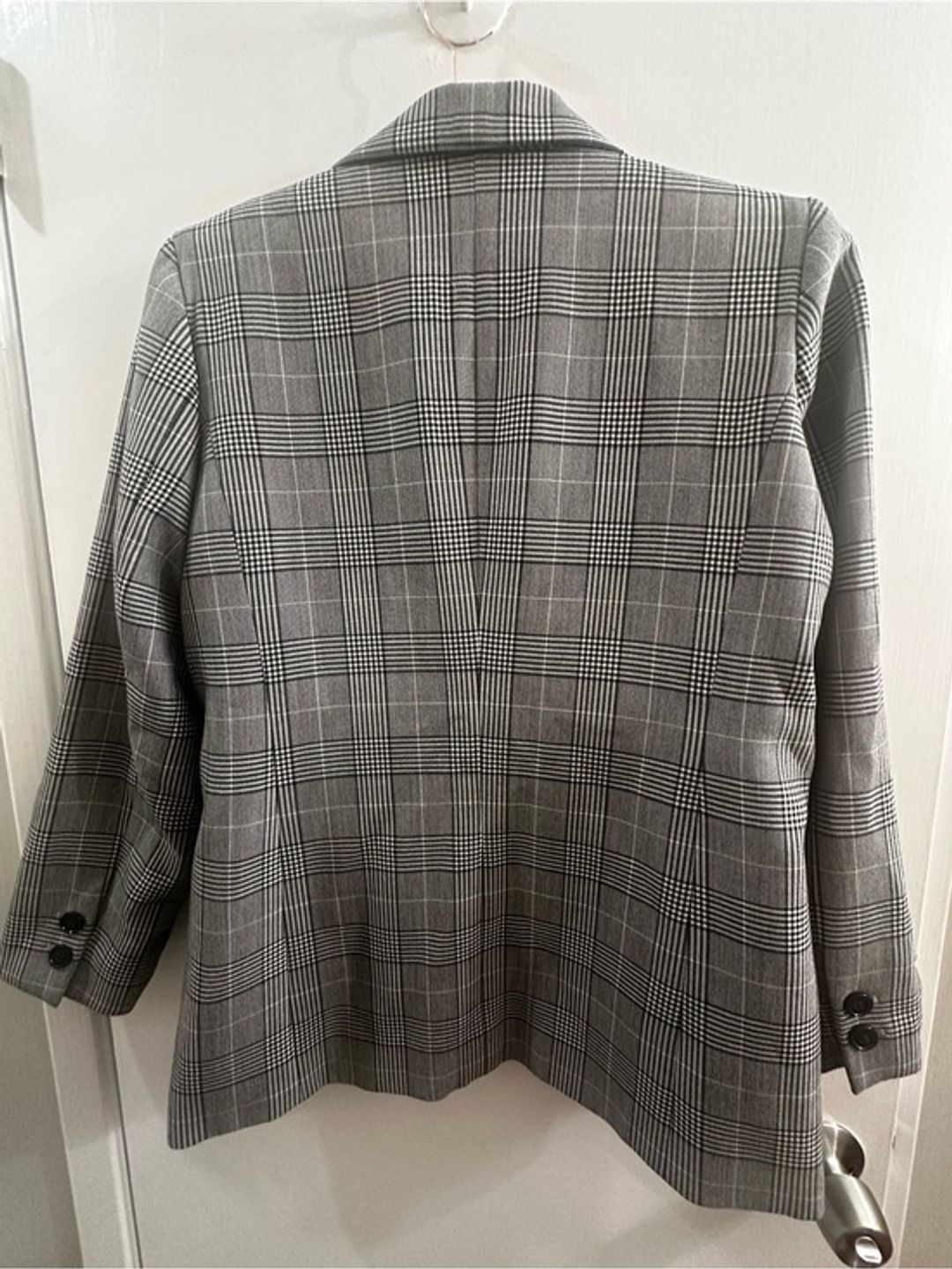 NWT Ganni Black and Gray Glen Plaid Blazer