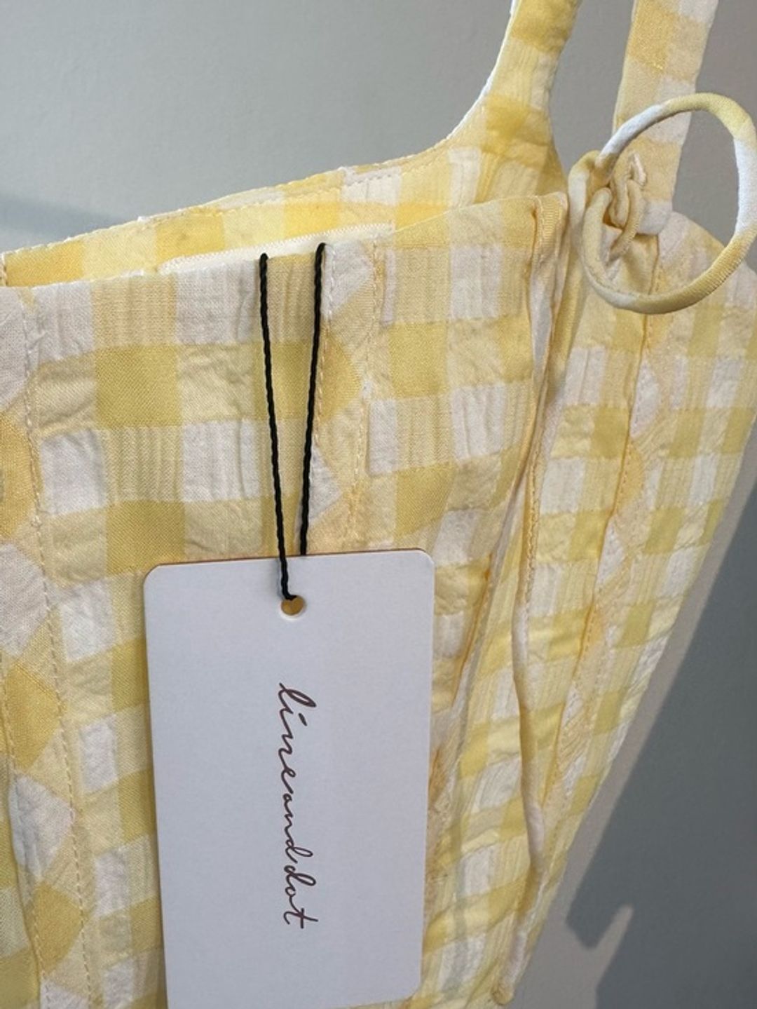 NWT Line & Dot Juni Corset Yellow Gingham Tie-Strap Top
