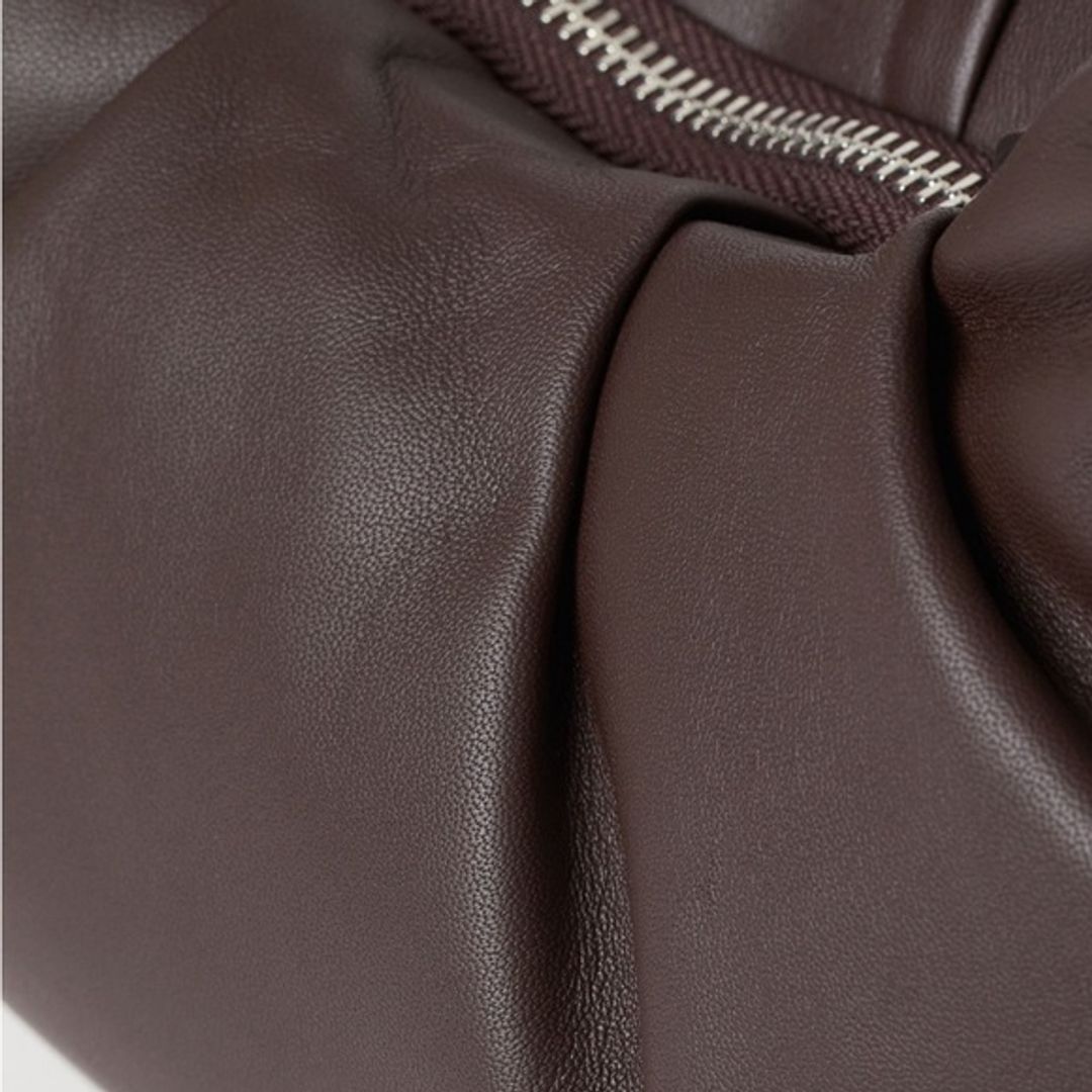 H&M Premium Leather Chocolate Brown Puffer Bag