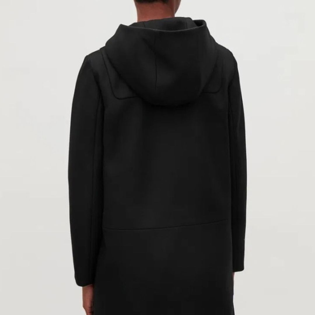 COS Black Hooded Wool Duffle Coat