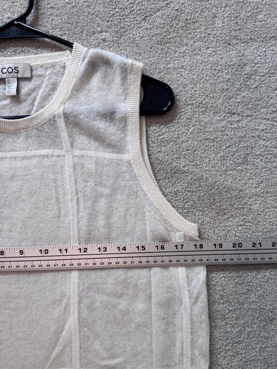 COS Windowpane Check Cotton Wool & Alpaca Blend Tank Top