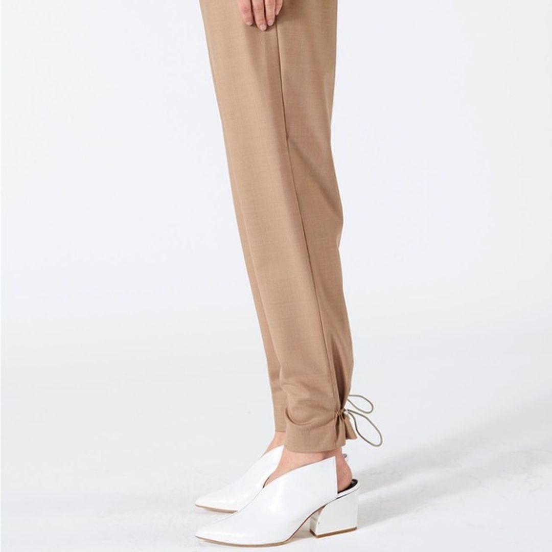 Tibi Buff Tan Tropical Wool Pull On Pant