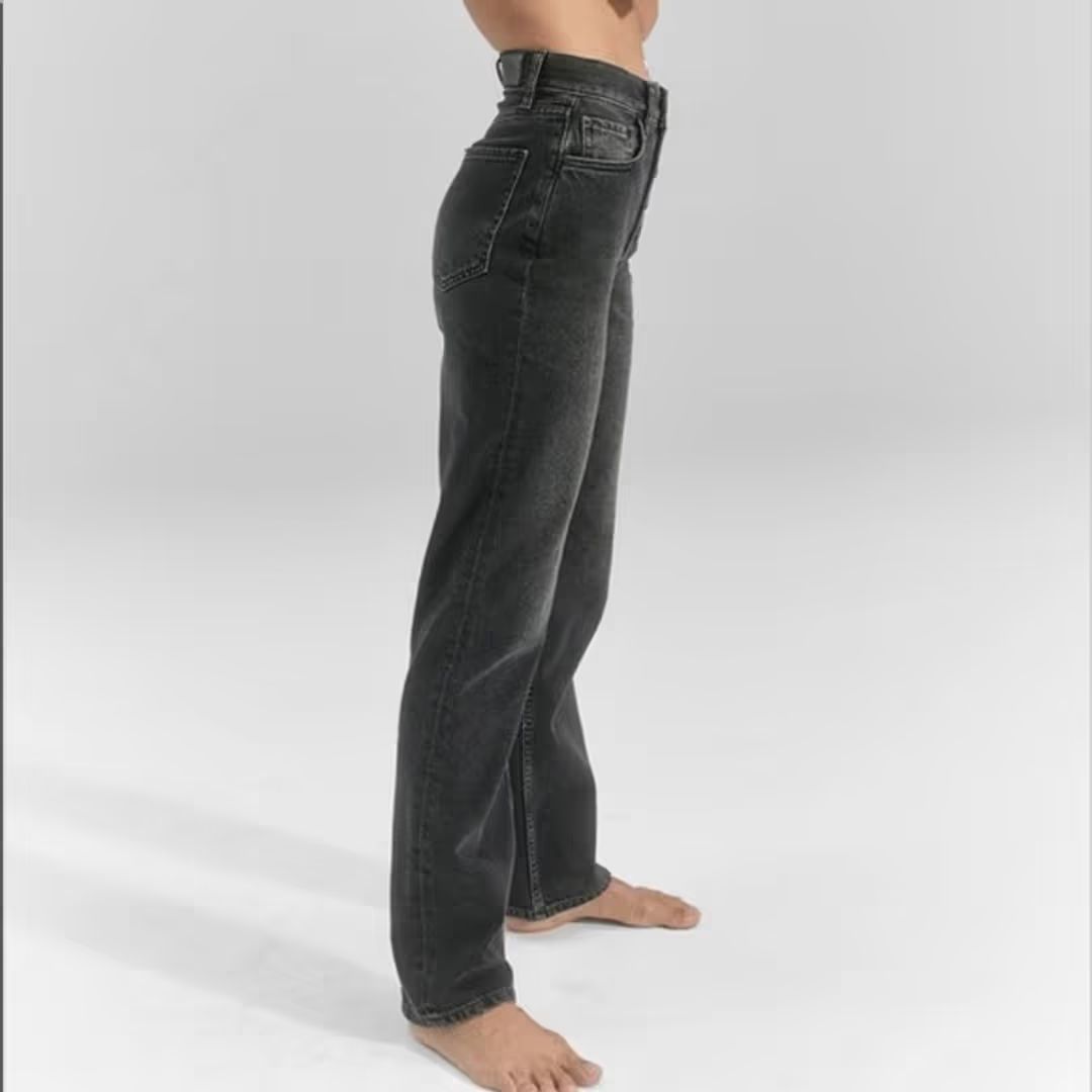 The Topanga High Rise Straight Jeans in Grey