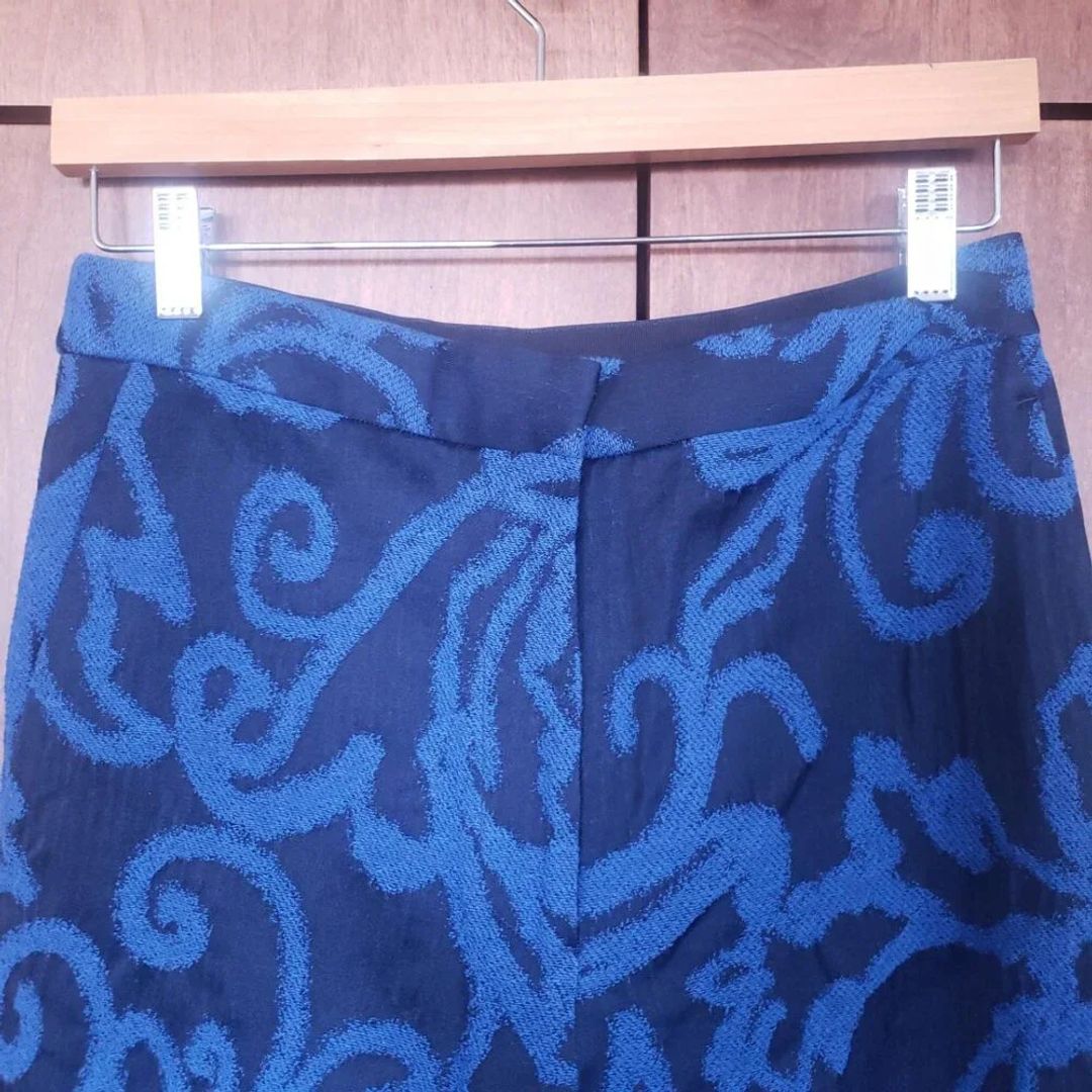 Abstract black + blue jaquard pants