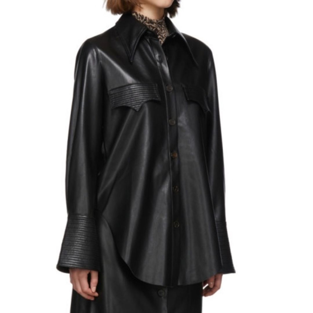 Nanushka Black Vegan Leather Elpi Shirt