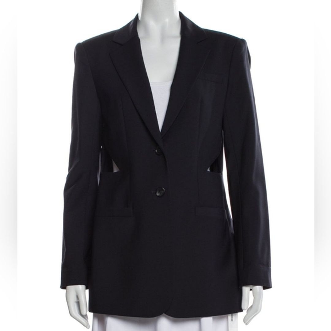 TIBI tropical wool cutout blazer DEEP NAVY