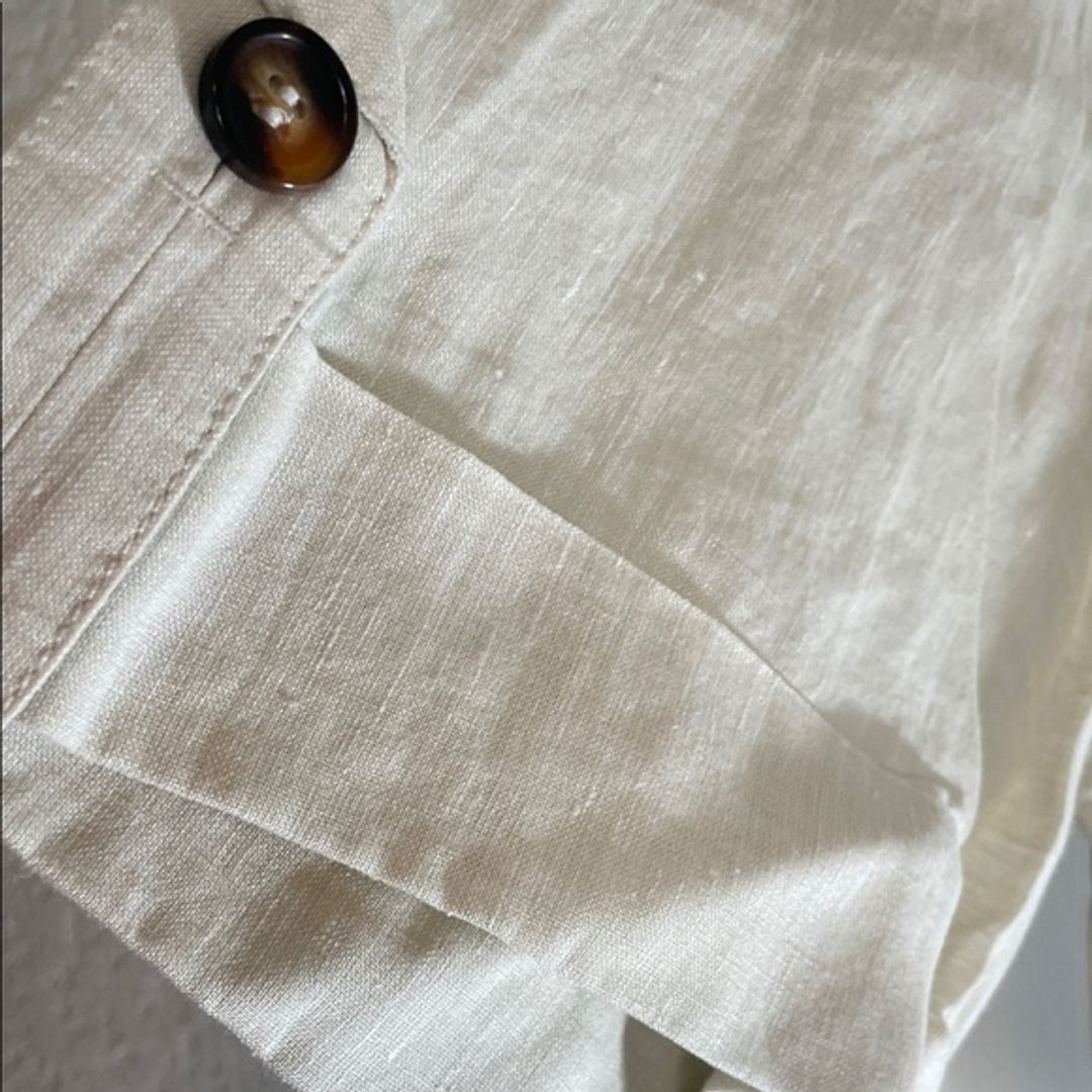Massimo Dutti Cream Button-Down Linen Shirt