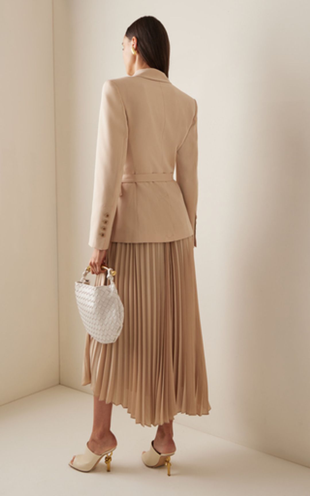 Ambretta Plisse-Detailed Woven Maxi Blazer Dress #4