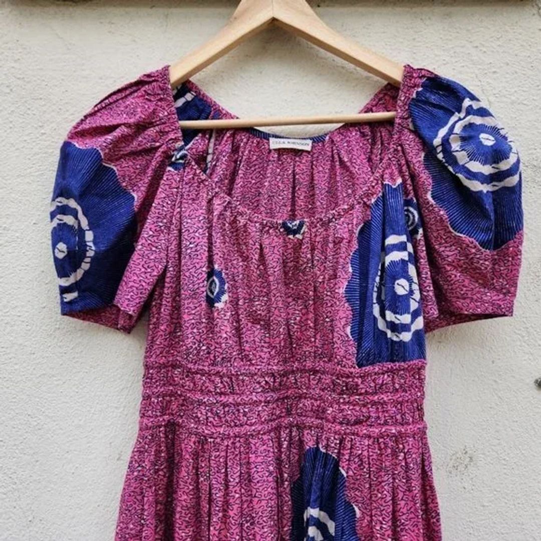 Ulla Johnson Isla Midi Puff Sleeve Dress in Pink