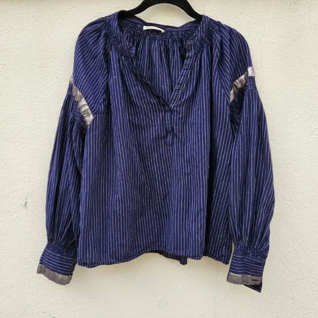 Ulla Johnson Kora Shimmer Lace Striped Blouse