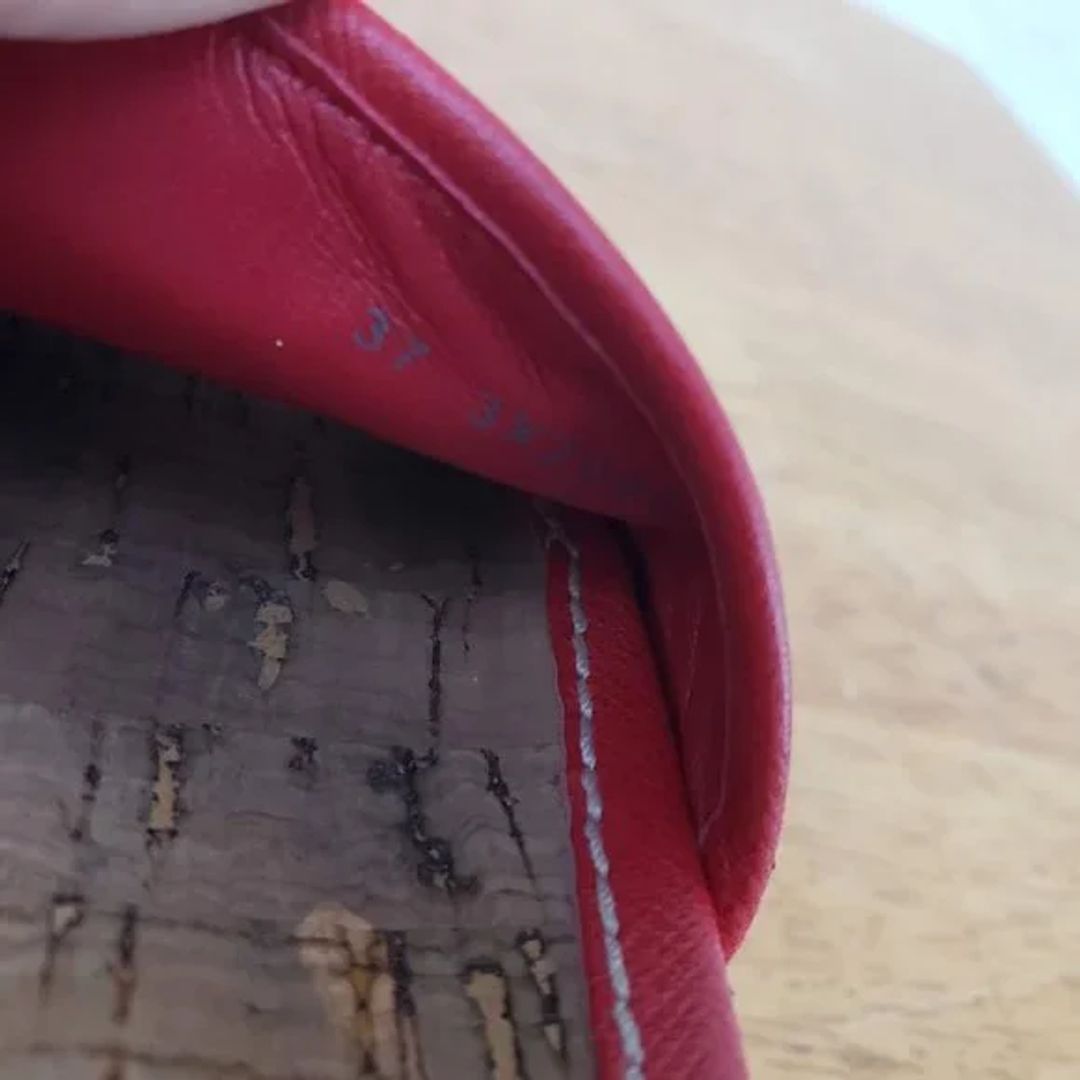 Prada Red Leather Cork Platforms Sandals