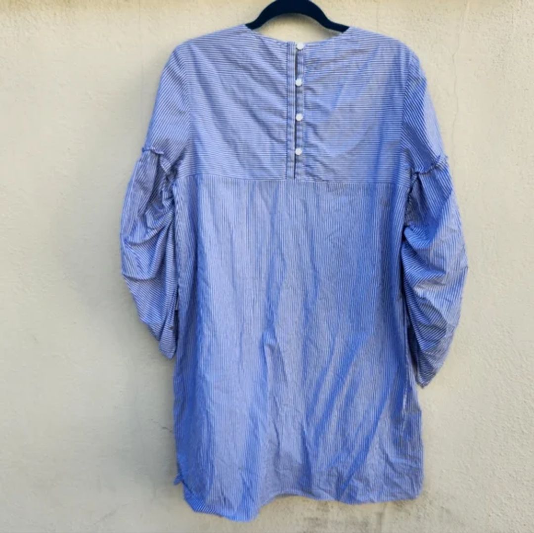 Tibi Elliot Stripe Trapeze Dress In Blue Multi