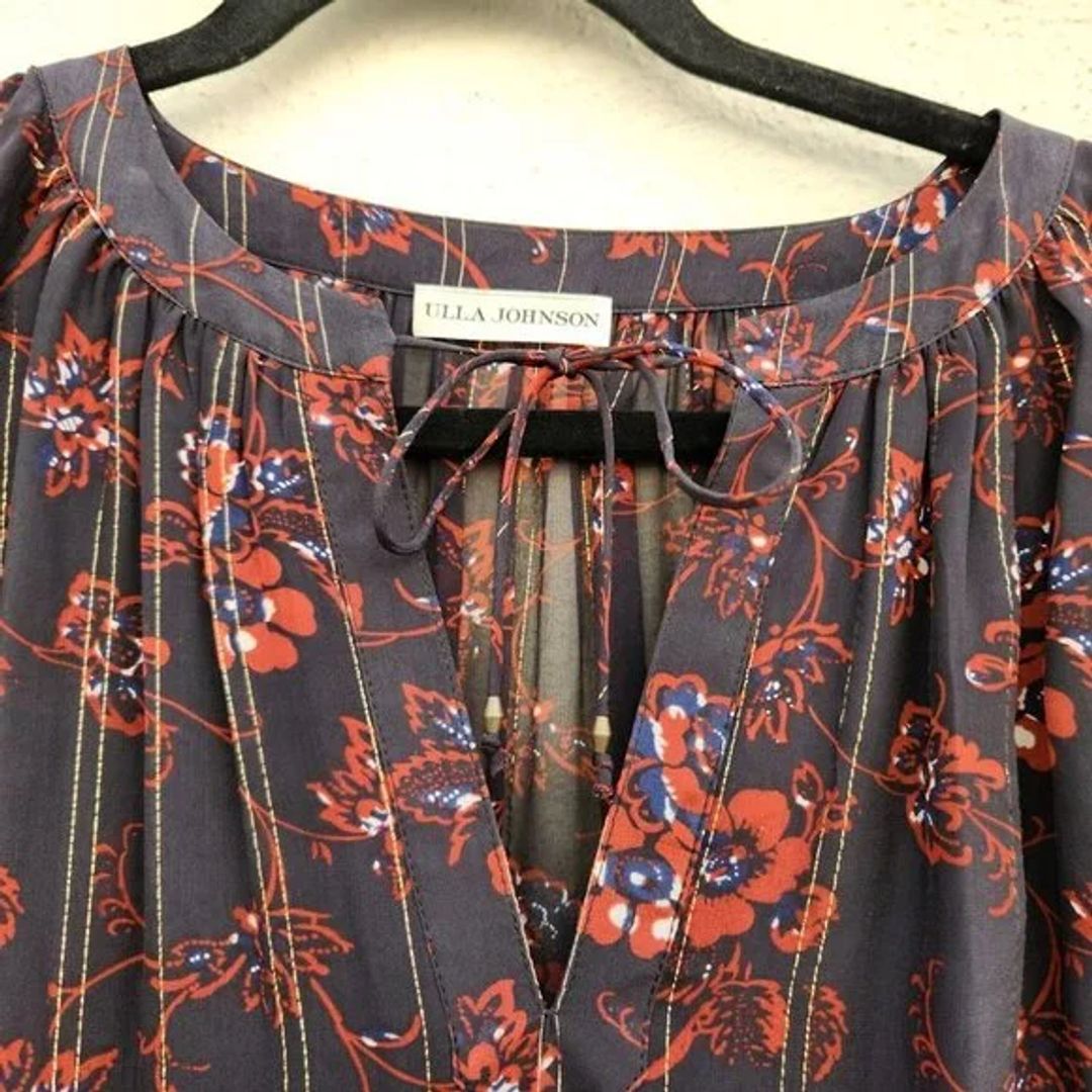 Ulla Johnson Tie Neck Floral Maxi Dress In Black