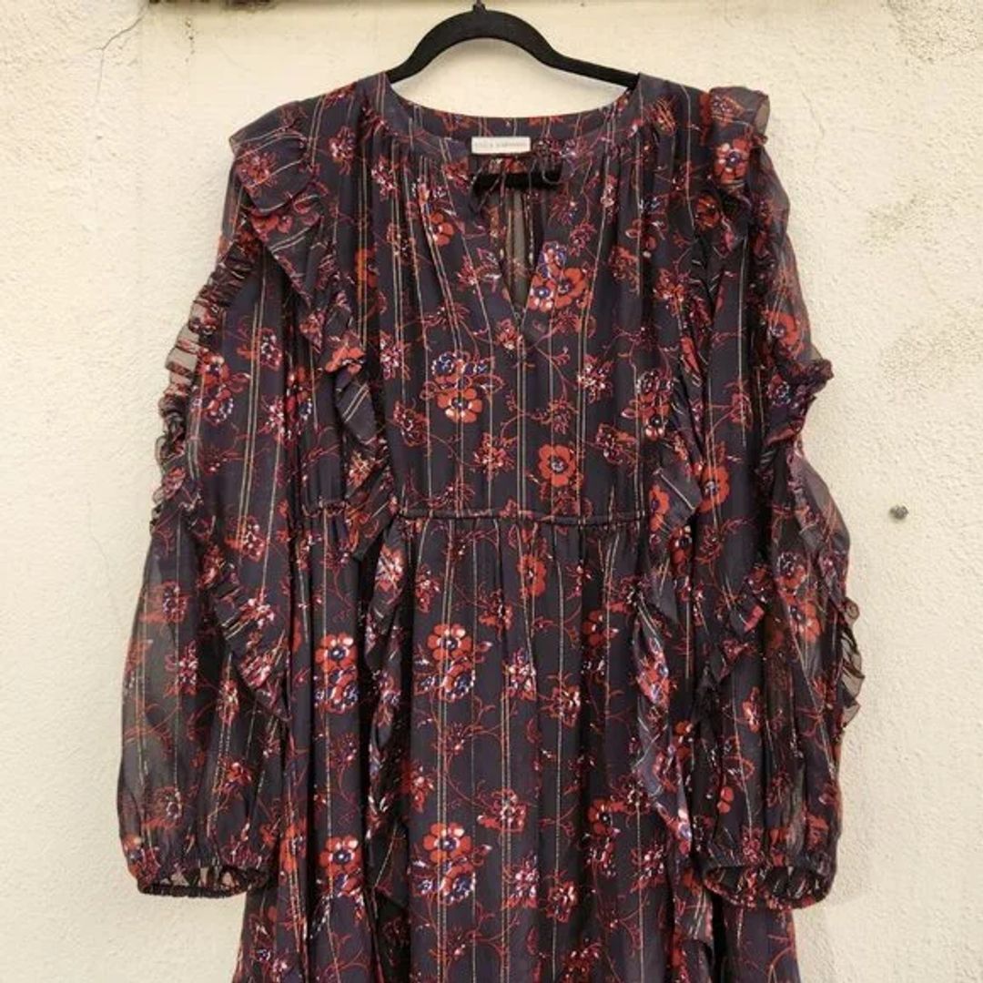 Ulla Johnson Tie Neck Floral Maxi Dress In Black