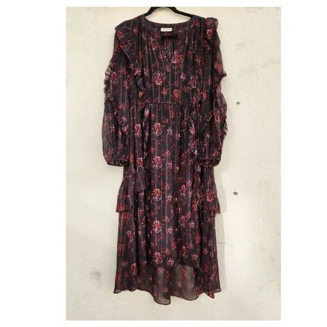 Tie Neck Floral Maxi Dress In Black