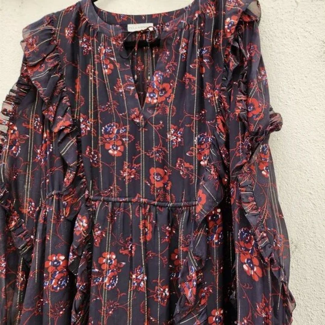 Ulla Johnson Tie Neck Floral Maxi Dress In Black