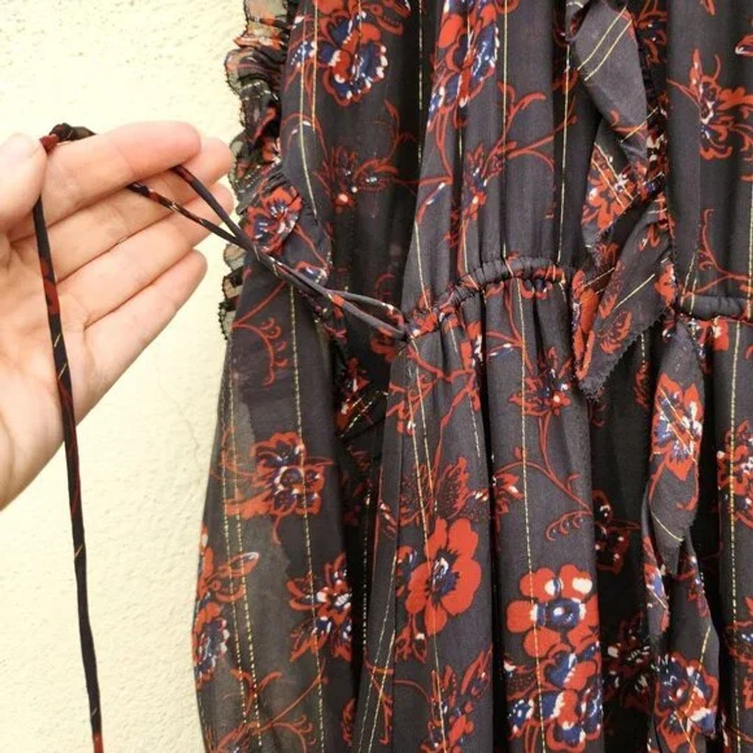 Ulla Johnson Tie Neck Floral Maxi Dress In Black