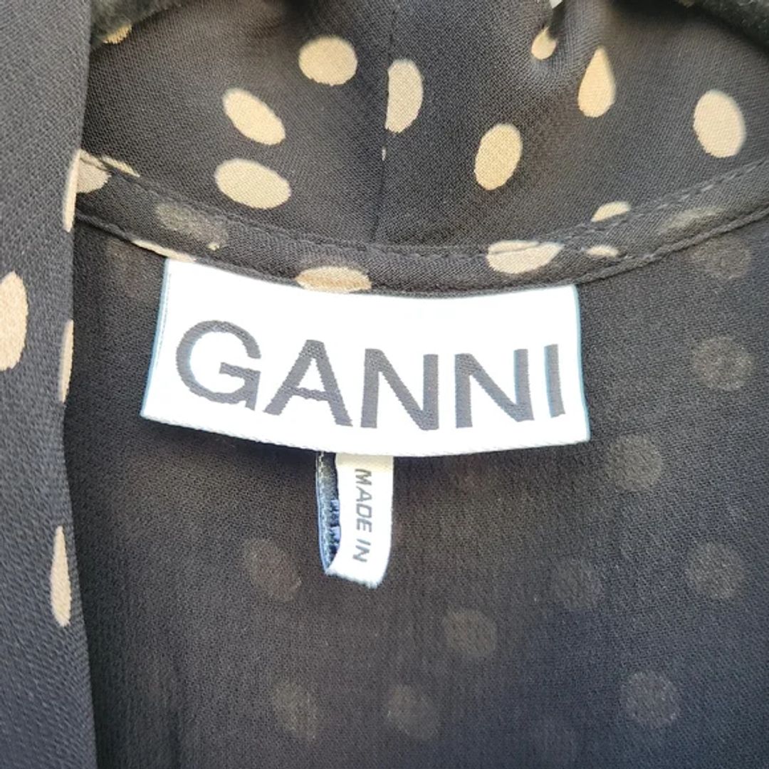 Ganni Polka-dot Georgette Maxi Wrap Dress In Black