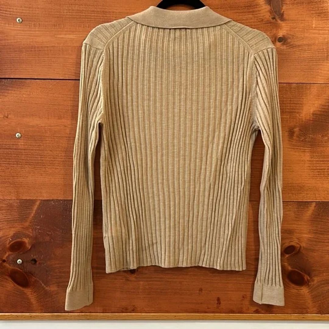 Almina Concept Beige Ribbed Cardigan