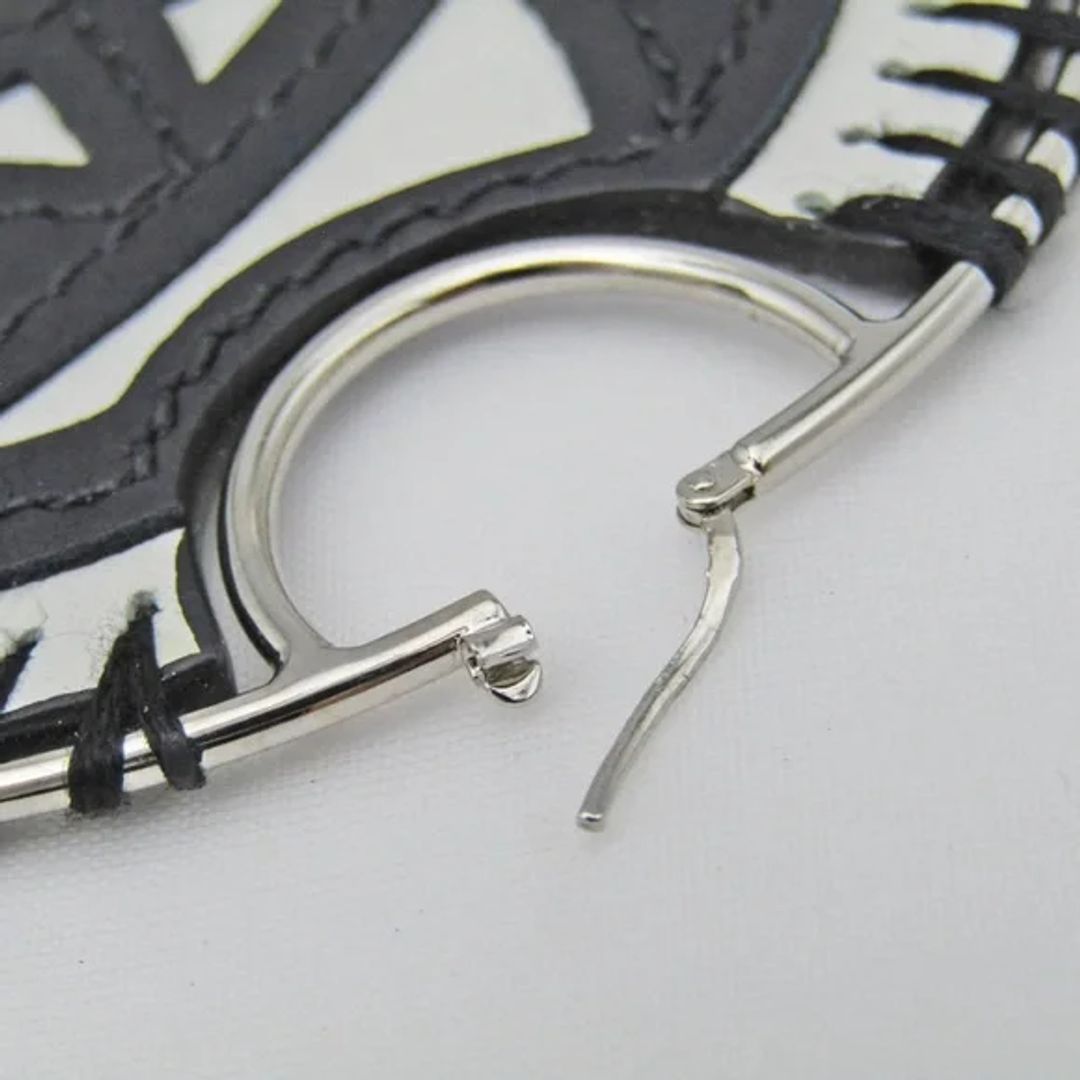 Loewe Leather Rose Whipstitch Large Statement Hoop Earrings