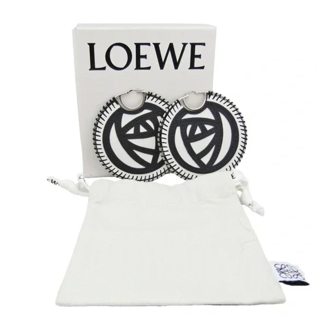 Loewe Leather Rose Whipstitch Large Statement Hoop Earrings