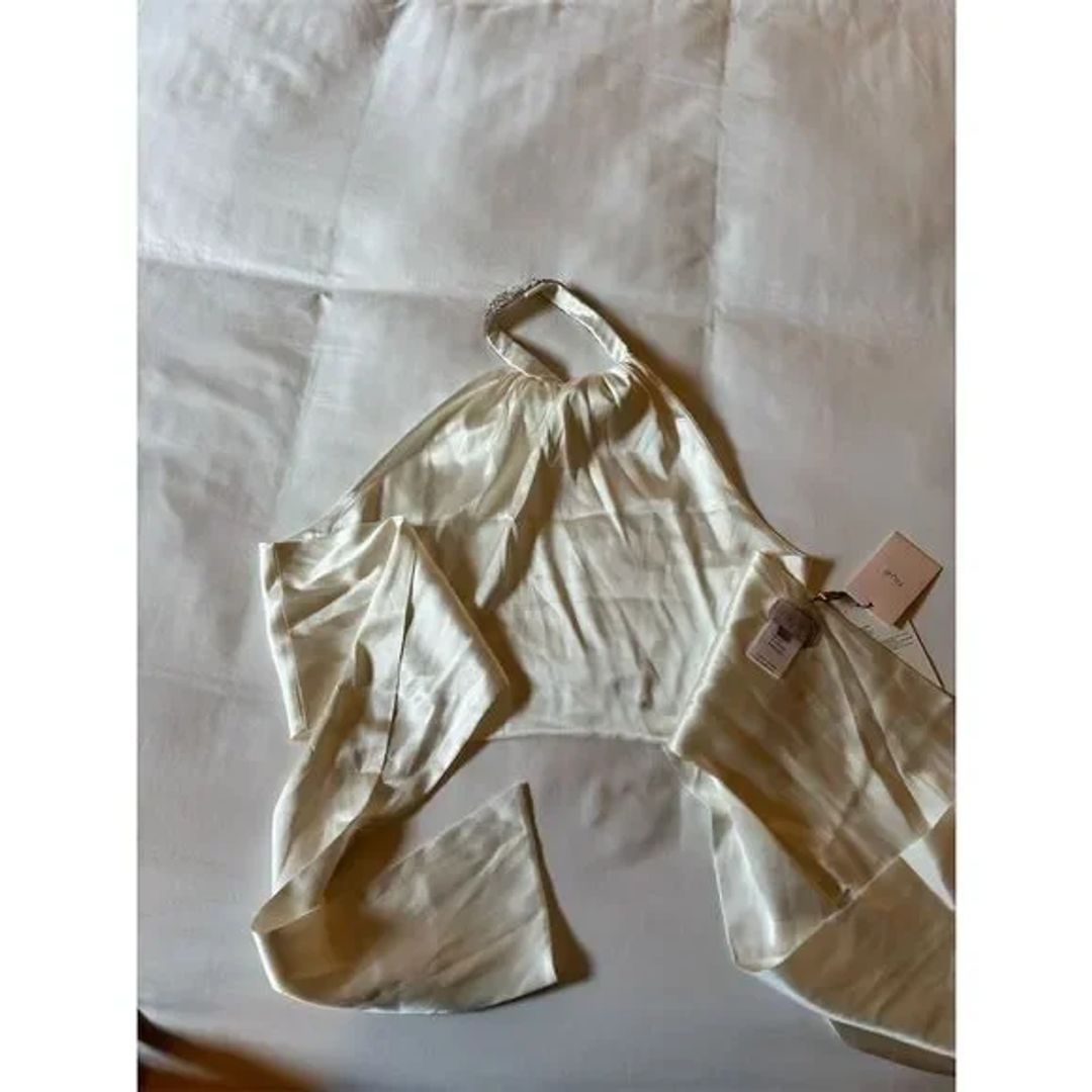 NWT Nue Studio Women's Kaia Top Silk Beaded Halter Camisole