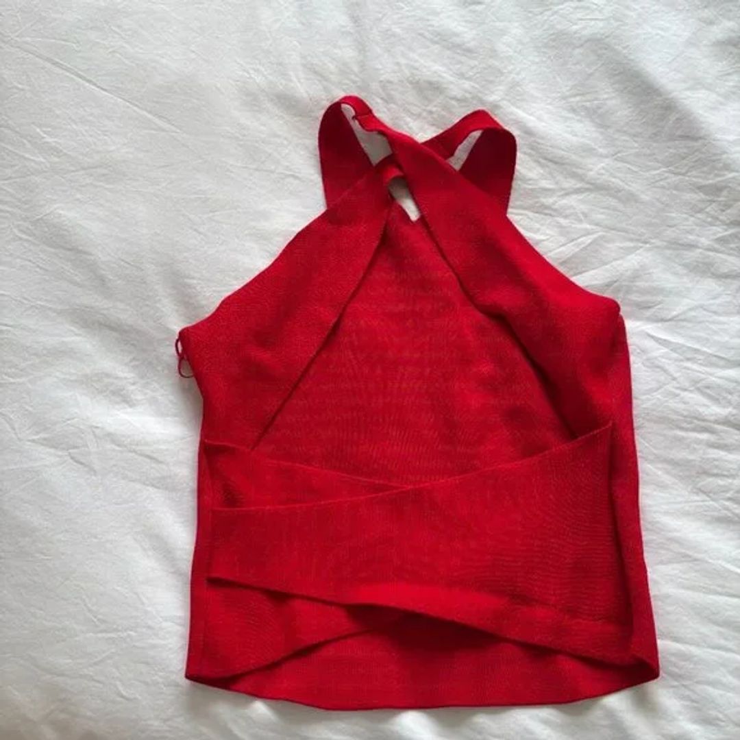 A.L.C. RED ALC BANDAGE HALTER TOP WITH OPEN BACK - SIZE XS