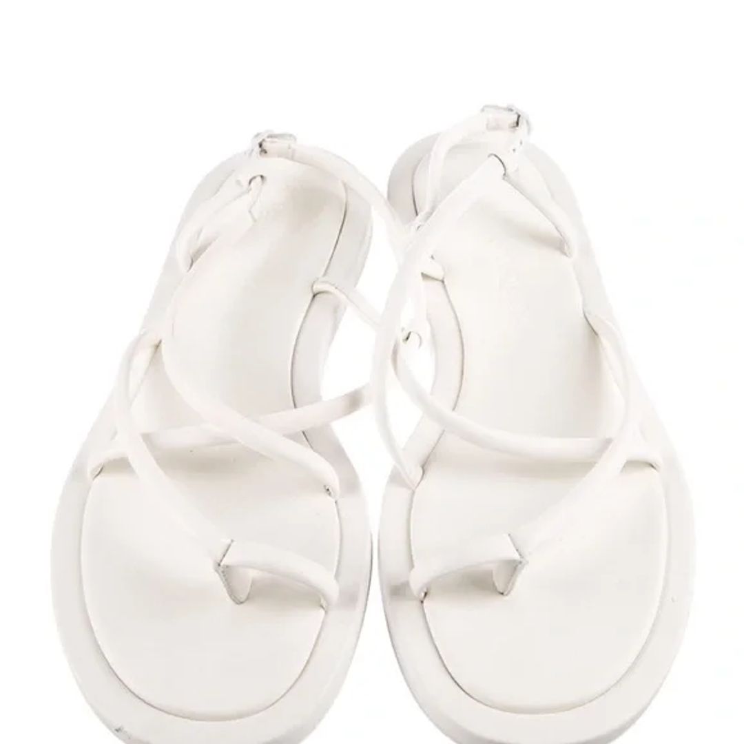 Alexander McQueen Leather Gladiator White Sandals