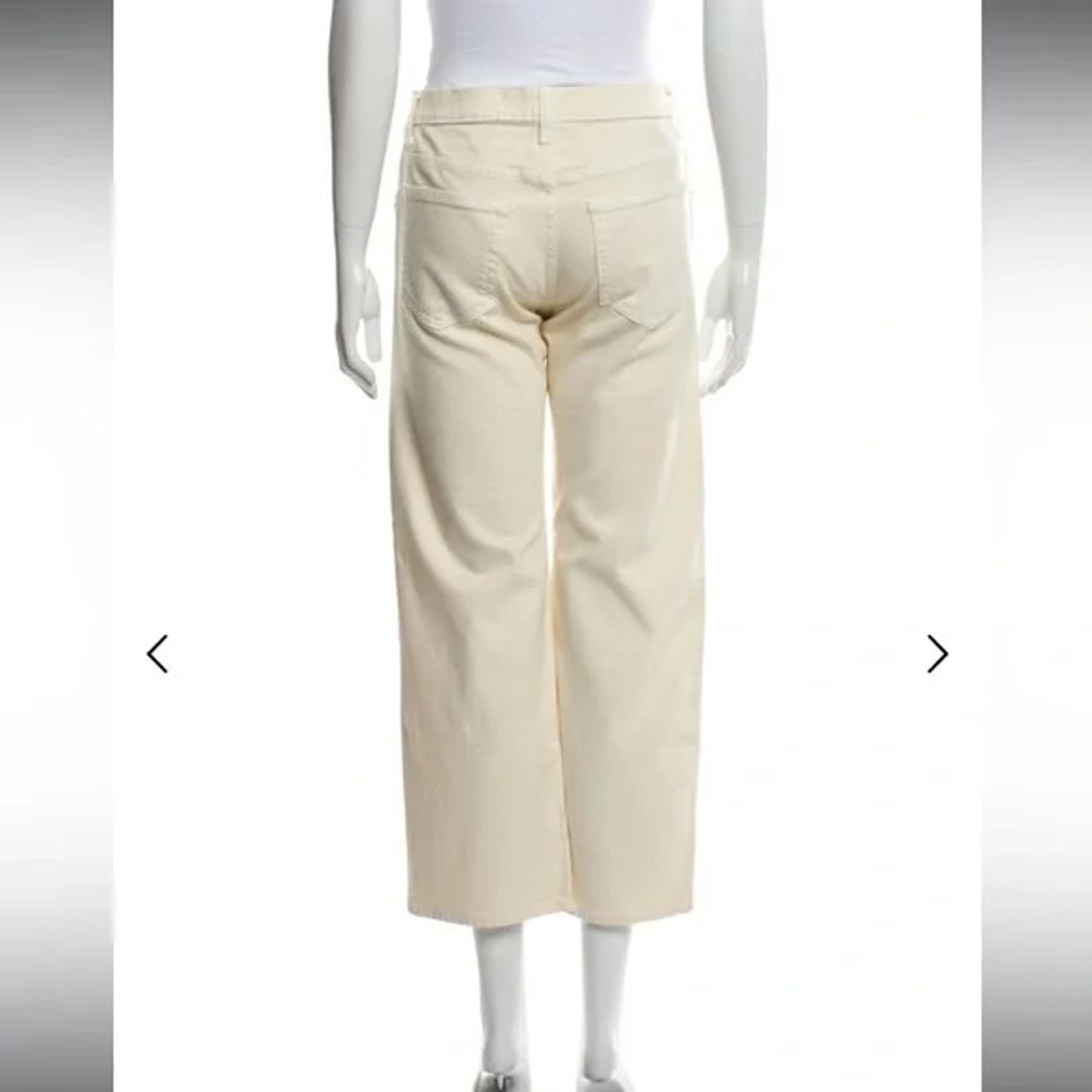 Khaite Cream Mid-Rise Cropped Jeans