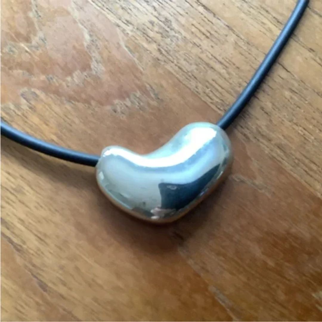 AGMES Sterling Silver Abstract Sculpted Heart Pendant Necklace