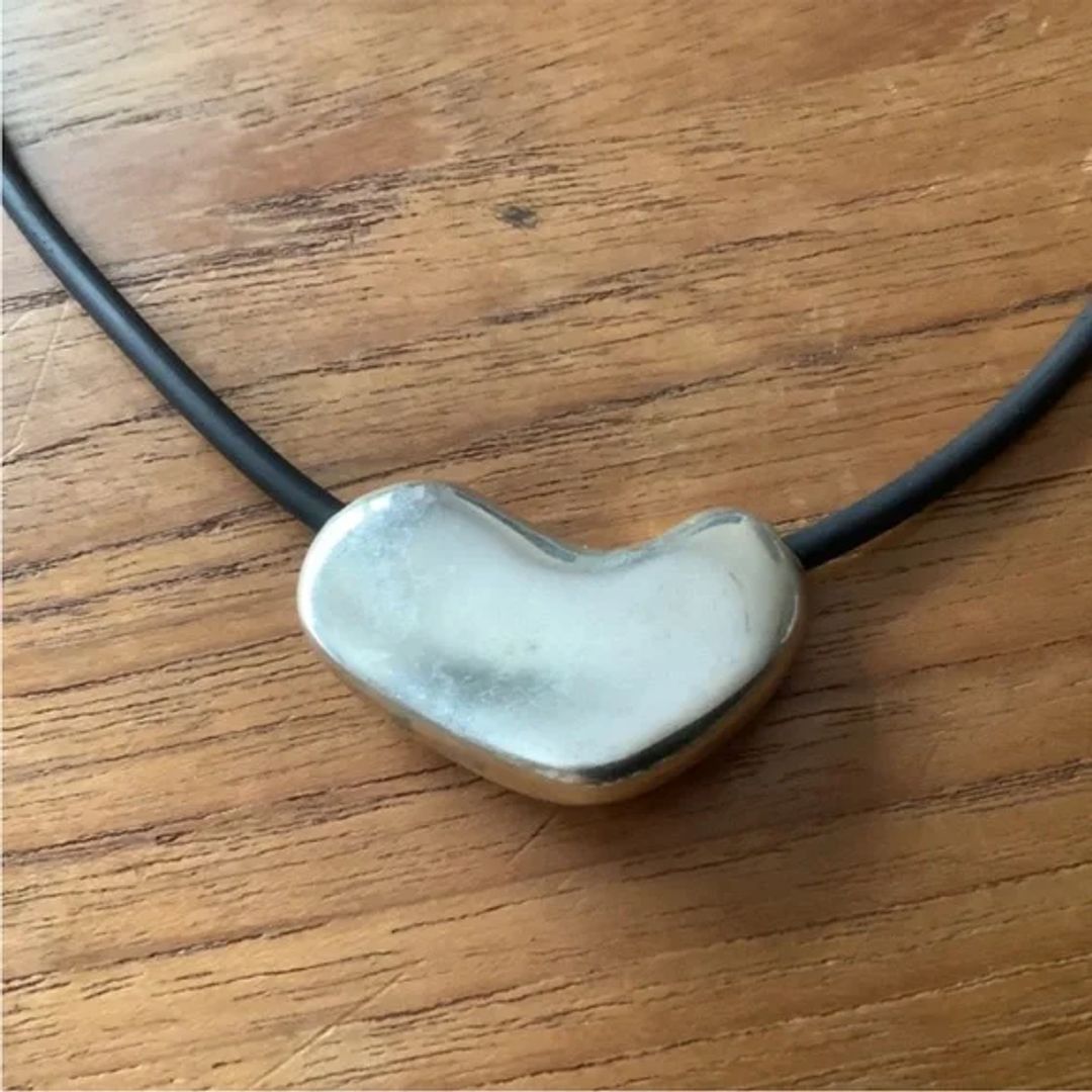 AGMES Sterling Silver Abstract Sculpted Heart Pendant Necklace