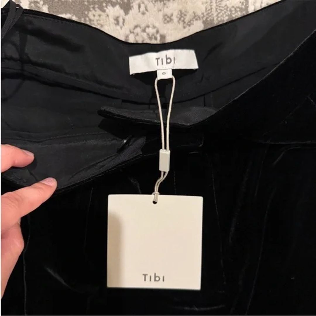 NWT Tibi Stella Cropped Wide Leg Black Velvet Culottes